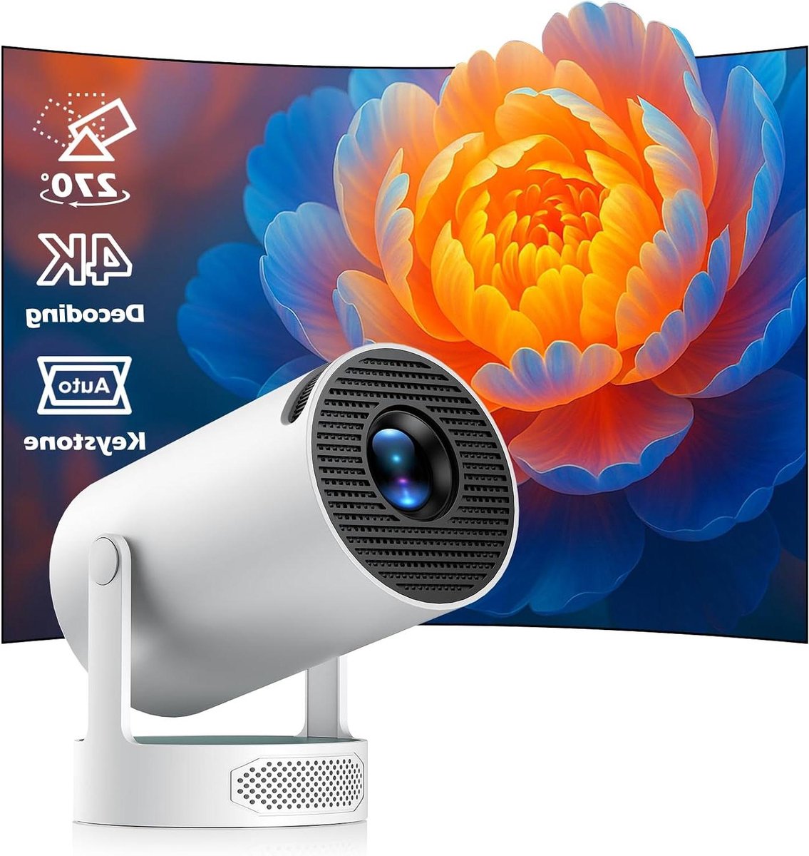 Mini Projector - Smart Beamer - Home Cinema - Android 11 WiFi6 - 30-150 Inch - Wit