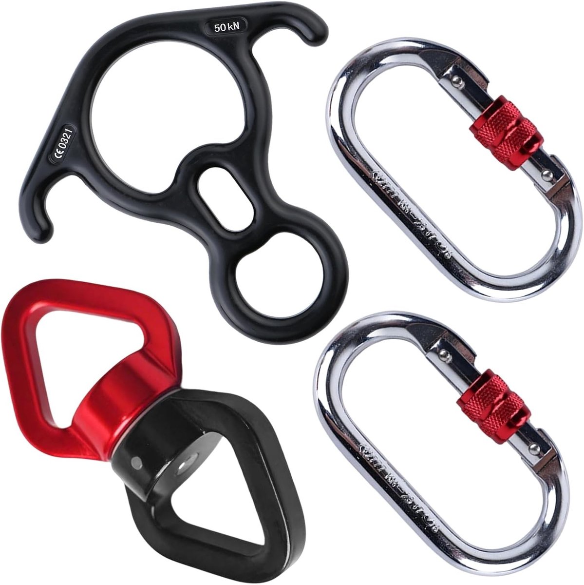 Abseilfiguur 8 ringtouw abseilapparaat van aluminiumlegering met gebogen oor voor veilig klimmen, 25 KN O-vormige zware hangmat en camping gebruik