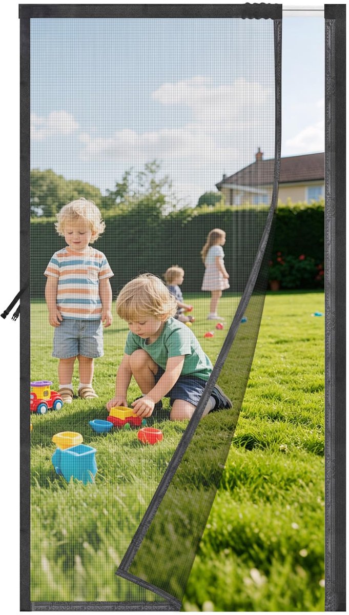 SnelShoppen - SWAWIS Muggenhor voor Deur met Rail, Magneetsluiting, Schuifbaar, 100x210 cm, Lichtdoorlatend, Scheurbestendig en Weerbestendig - Ideaal