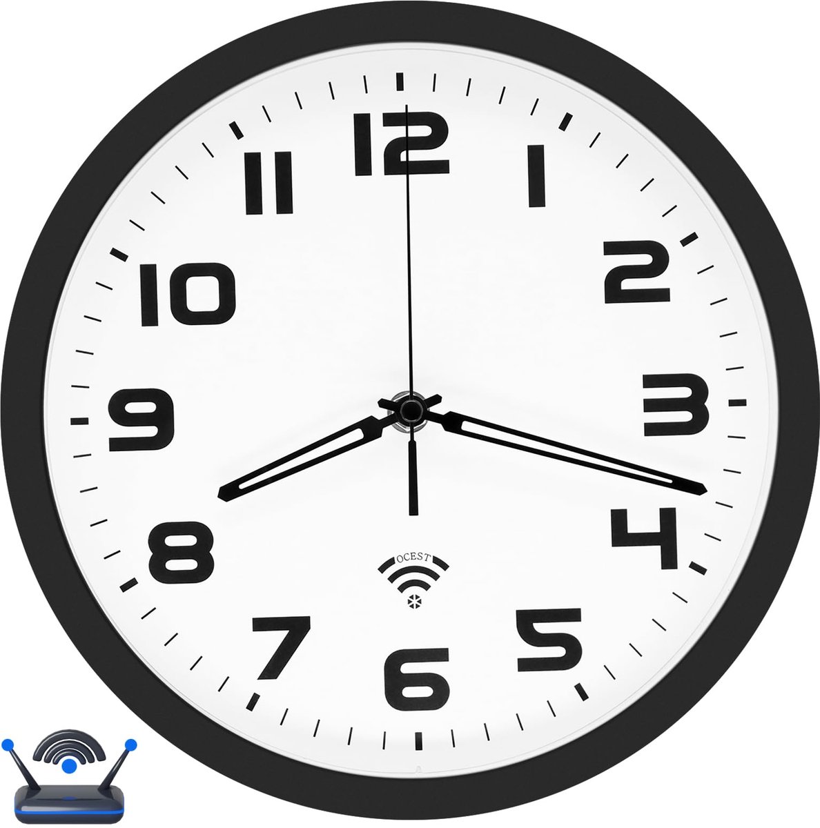 SnelShoppen - 25,4 cm (10 inch) Smart WLAN Wandklok met Automatische Tijdsynchronisatie, Stil en Niet Tikkend, Groot Display voor Thuis en Kantoor