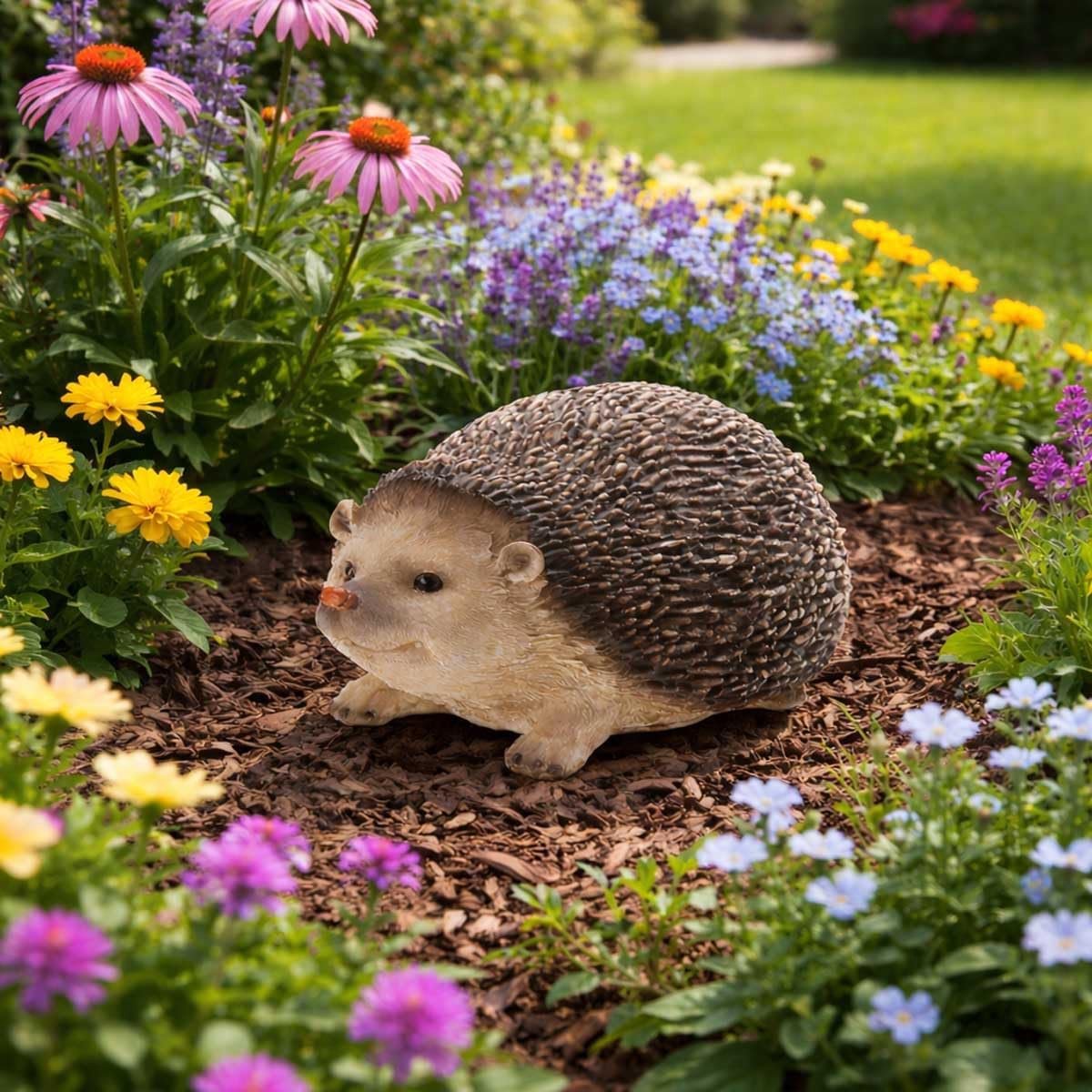 SnelShoppen - Tuinfiguur Egel van Polystone, Weerbestendig, Handbeschilderd, 20 × 12 × 10 cm, Decoratieve Figuur voor Tuin, Balkon en Terras