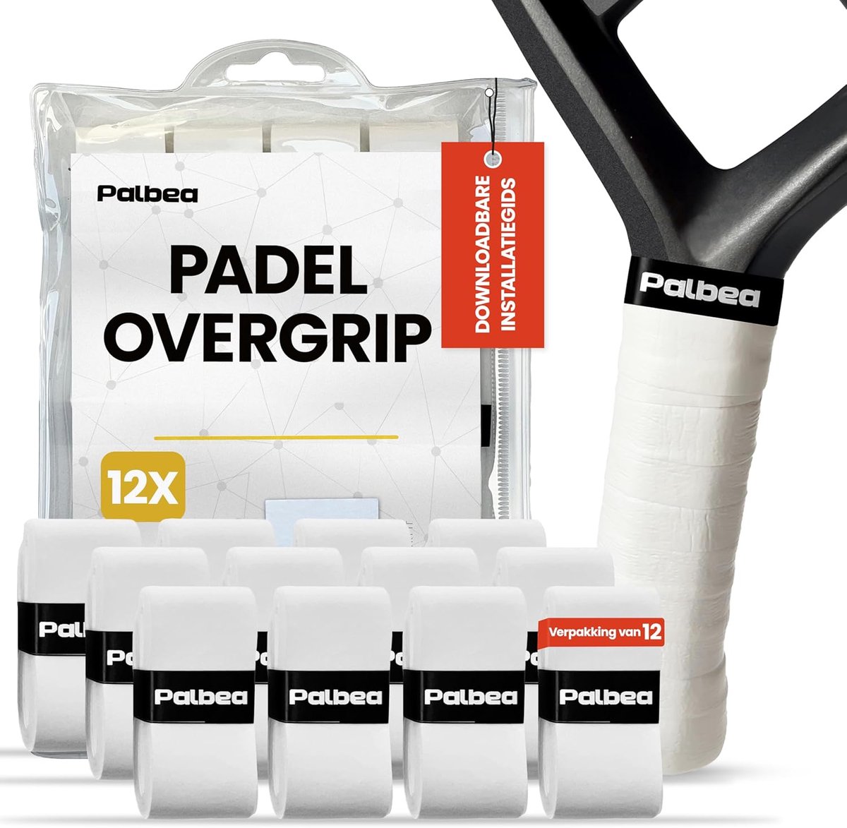 Thijox - Extra Stroeve Witte Padel OverGrip Set van 3/6/12/22/60, Hoge Zweet Absorptie, Antislip Grip Tape voor Padelrackets, Zacht PU Oppervlak voor
