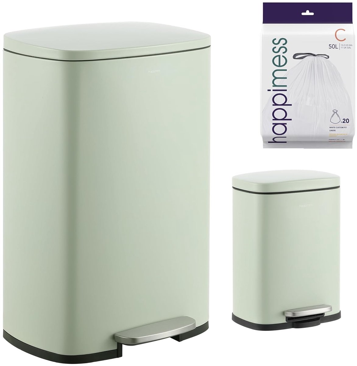 SnelShoppen - Rechthoekige Prullenbak 13 Gallon met Softclose Deksel, Vingerafdrukbestendig, Modern Minimalistisch voor Keuken, Kantoor, Badkamer, Pis