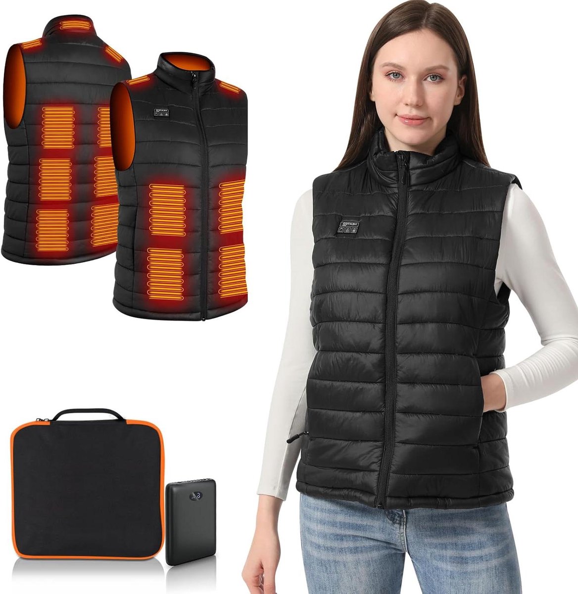 Verwarmd Vest - Dames Vest - Buiten Activiteiten - 8 Zone Verwarming - 10000 mAh Batterij - Zwart