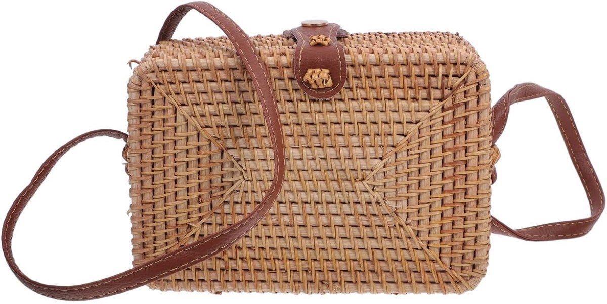2 Stuks Rieten Tas, Boho Handtas, Vintage Shop Tas, Geweven Schoudertas, Stro Strandtas, Duurzame Rieten Schoudertas, Trendy Boho Accessoire