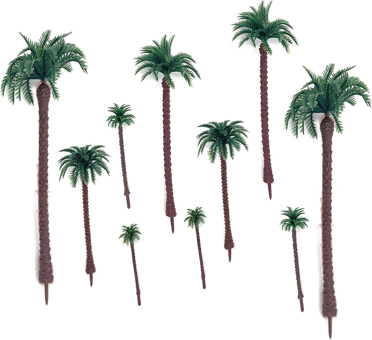 Miniatuur Palmboom Set van 10 Stuks - Plastic Kokosnootbomen voor Modelspoor en Diorama's, Perfect voor Landschapsontwerp