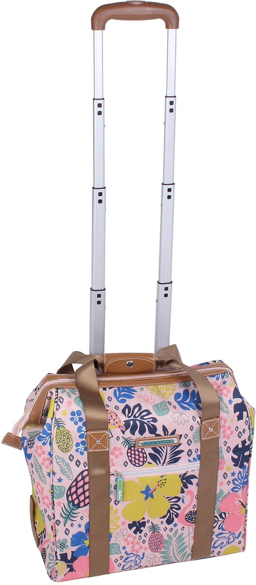 SnelShoppen - Lichtgewicht Roze 15 Inch Onder De Zit Koffer - Designer Tote Bag voor Vrouwen met 2 Wielen - Perfecte Cabine Bagage voor Reizen, Weeken