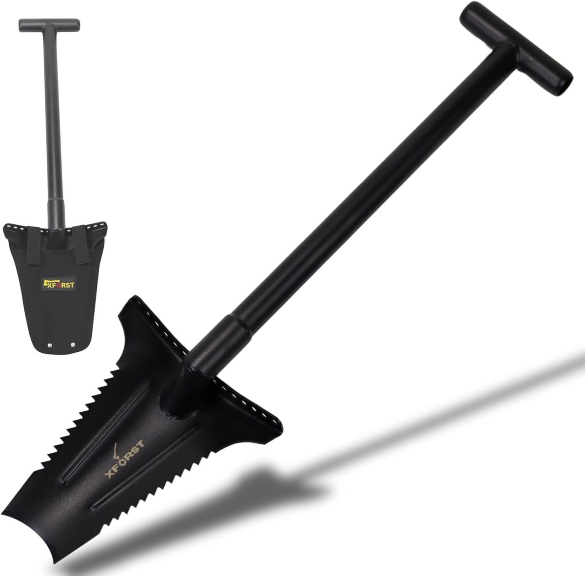 SnelShoppen - Schep Spade van Koolstofstaal met Poedercoating - 70 cm - Trapeziumlemmet met Scherpe Rand - Ideaal voor Tuinieren, Wortelverwijdering e