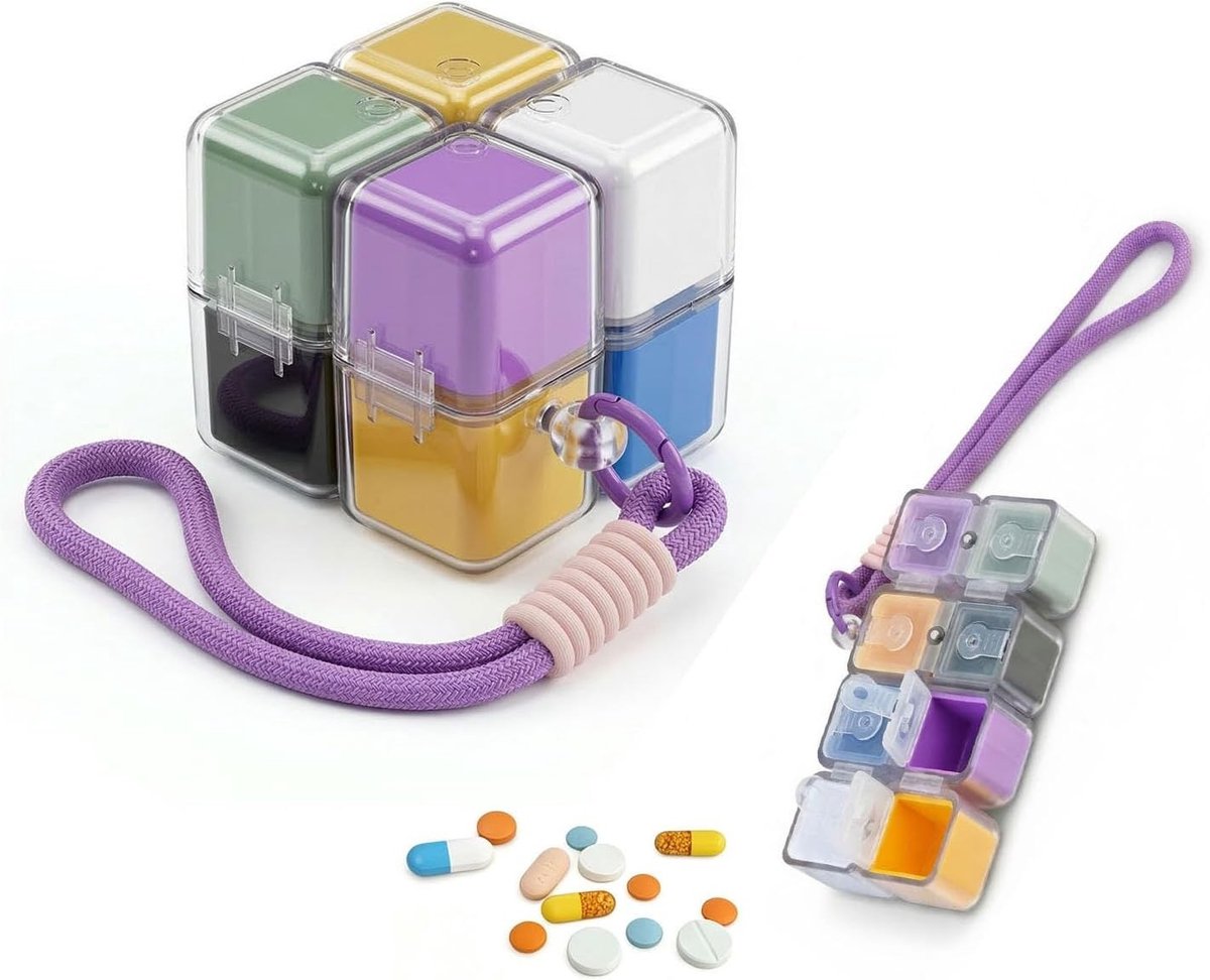 Wekelijkse pillendoos met 8 vakken voor vitamines en supplementen, handige pillenorganizer voor reizen en dagelijks gebruik