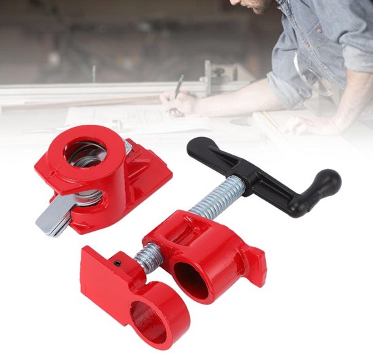 Buisschroefklem 3/4 inch - Robuust Gietijzer - Ergonomische Handgreep - Stabiliteit - Houtbewerking - Duurzaam Gebruik - Klem