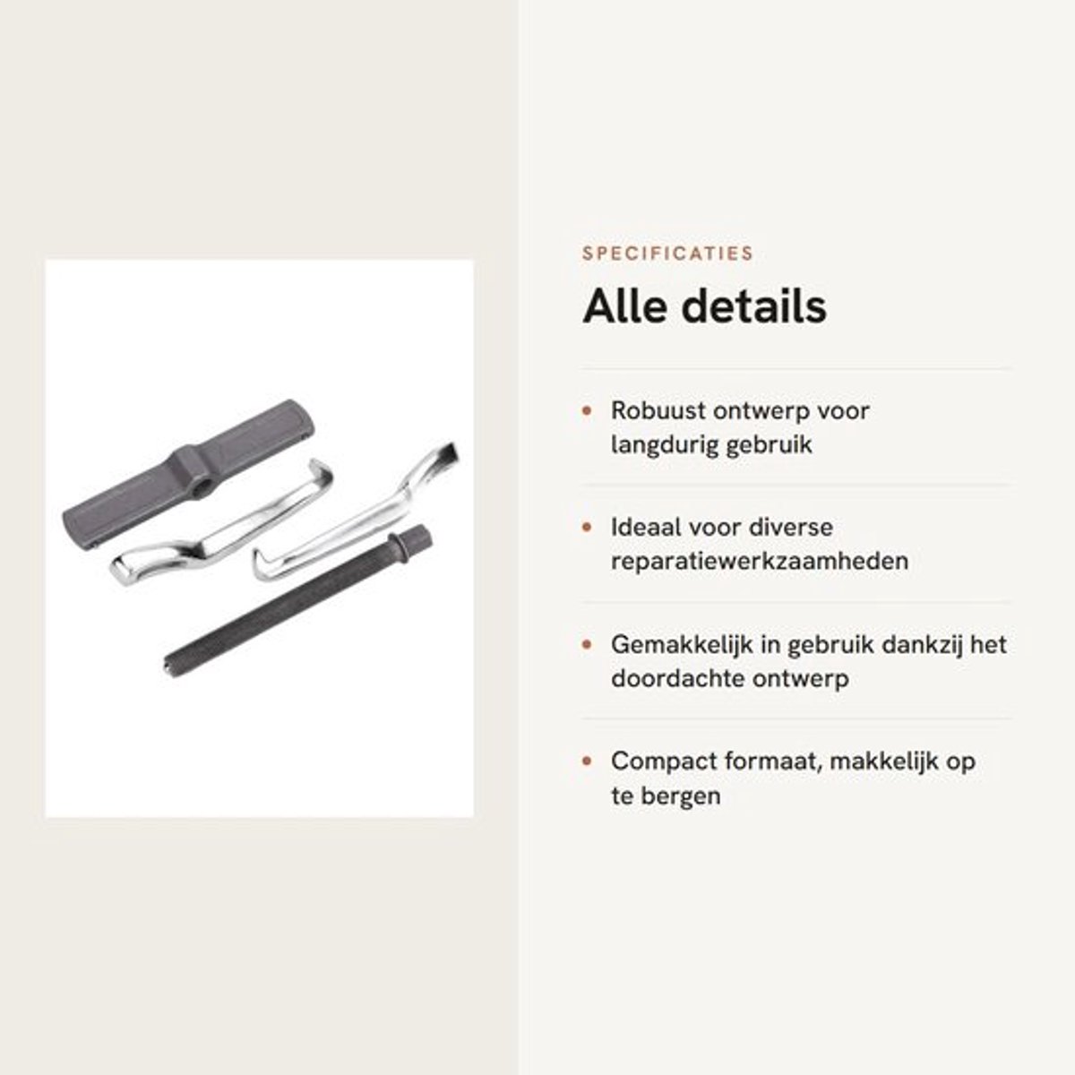 Extractor - 2-kaken - Chroom-vanadium-staal - Schroeflengte 167 mm - Openingsbereik 116 mm - Voor autoreparatie/machinereparatie - Tandwieltrekker