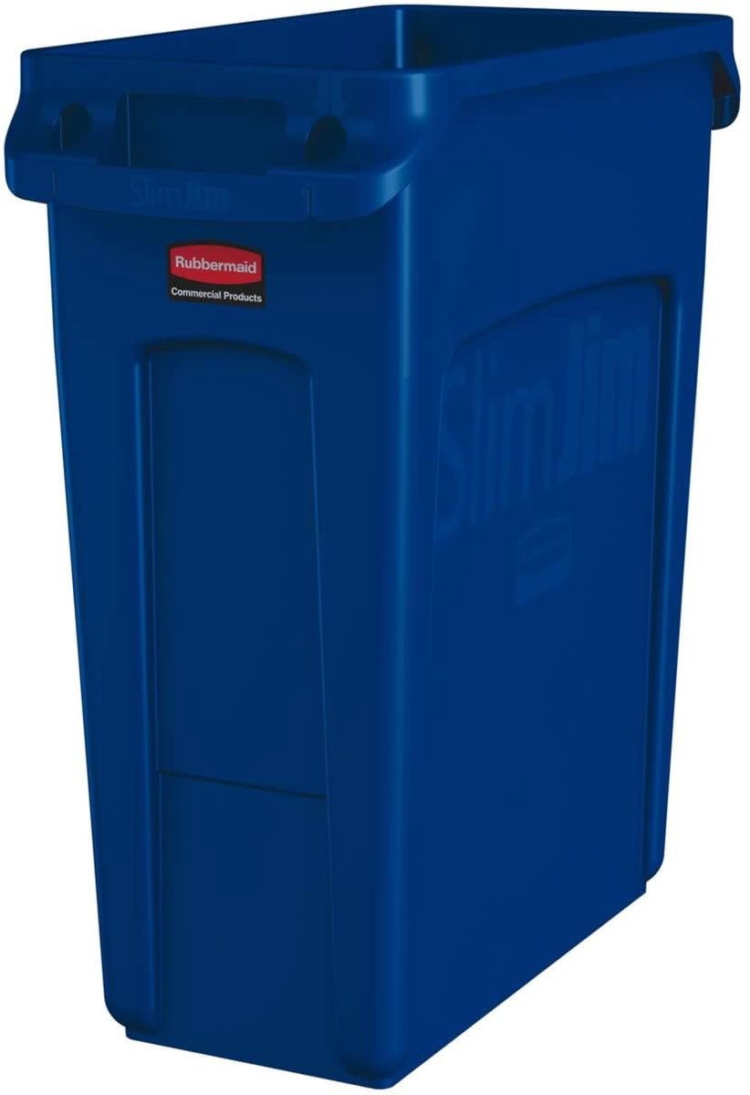 SnelShoppen - Vented Slim Jim Afvalbak 60L Blauw - Kunststof Afvalcontainer voor Keuken, Tuin, Feest & Camping - Slim Design voor Ruimtebesparing