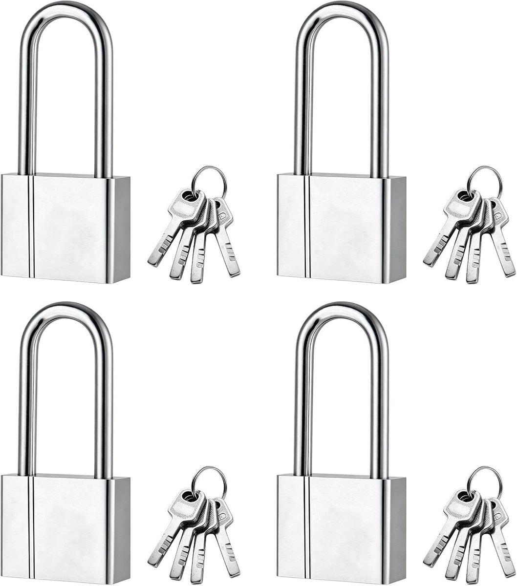 Set van 4 zware hangsloten voor buitengebruik: roestvrij staal, waterdicht en veilig voor garages, tuinhekken en gereedschapskisten