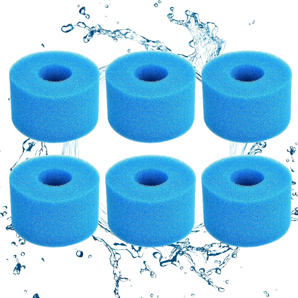 6 stuks Type S1 filterspons, schuimfilterpatroon, zwembadfilterschuim, herbruikbare en wasbare schuimfilters geschikt voor spa's en zwembaden