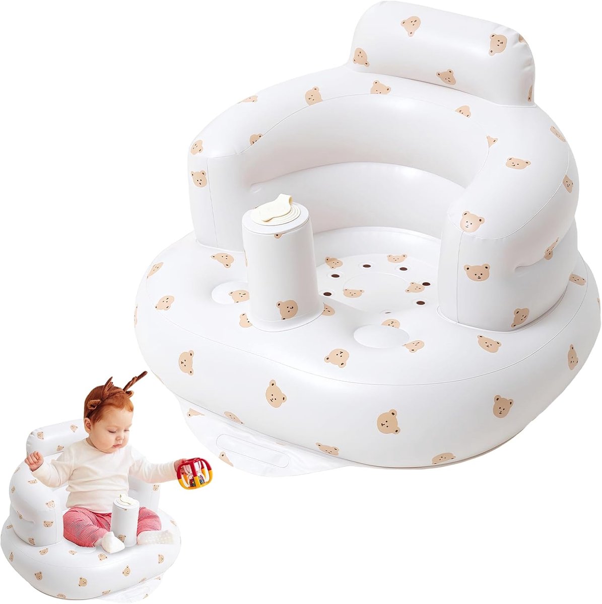 SnelShoppen - Opblaasbaar Babyzitje vanaf 3 maanden - Geïntegreerde Luchtpomp - Draagbare Vloerzitje - Perfect voor Peuters om te Leren Zitten - Ideaa