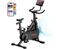 JASPORT C3 spinningfiets en hometrainer voor thuis – magnetische weerstand, Bluetooth, LED-display, Kinomap, Zwift & YESOUL Fitness – zwart