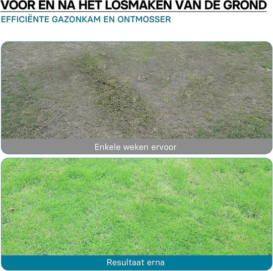 Verticuteerder voor zitmaaier - Mosverwijderaar gazon - Gazononderhoud verbeteren - Werkbreedte 100 cm - 20 stalen veren - Zwart — afbeelding 4