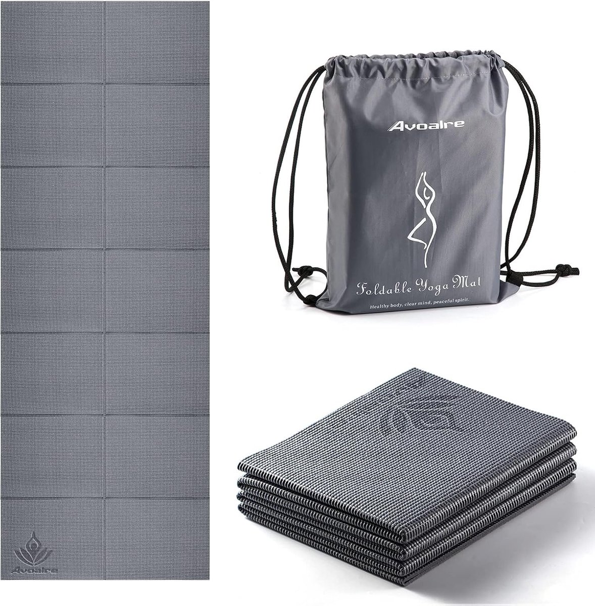 SnelShoppen - Avoalre Yogamatte Rutschfest 173x61CM - Dikke 5MM Faltbare Trainingsmatte voor Yoga, Pilates, Workout & Reis - Ideaal voor Thuis en Spor