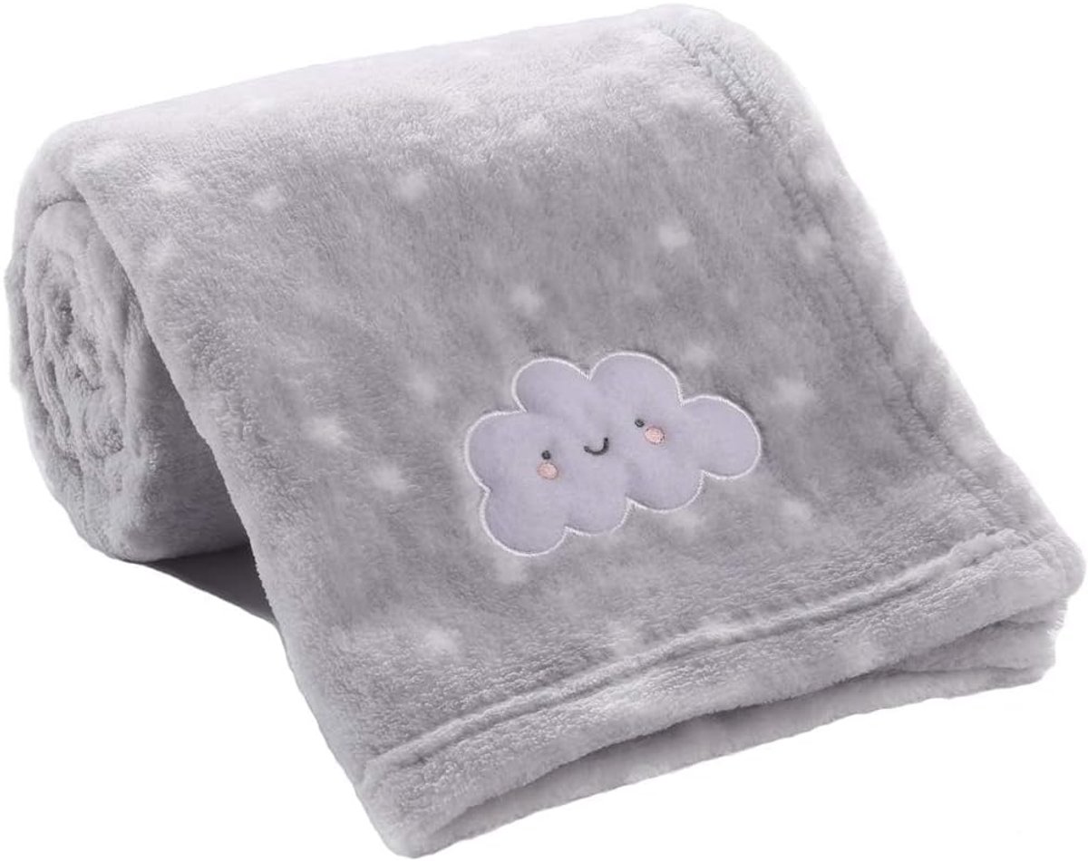SnelShoppen - Kleine pluizige warme babydeken voor jongens, peuters, kinderbed, kinderwagen, 75 cm x 100 cm, grijze wolk, zachte fleece, ideaal voor t