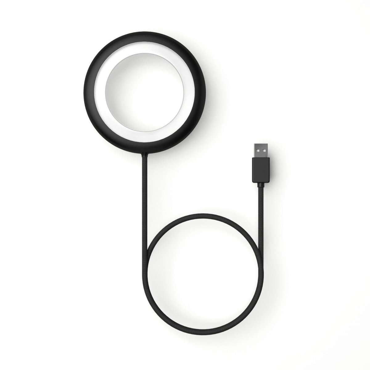SnelShoppen - Draagbare Ringlamp voor Selfie of Video, 3 Helderheidsniveaus, Sfeerlamp en Nachtlampje, Leeslamp, Grijs, Compatibel met Smartphone, USB