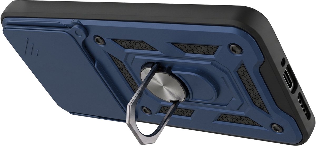 Mayaxess, Hoesje geschikt voor Xiaomi 17T Pro met Schuifbare Camera-afdekking en Magnetische Ring, Nachtblauw
