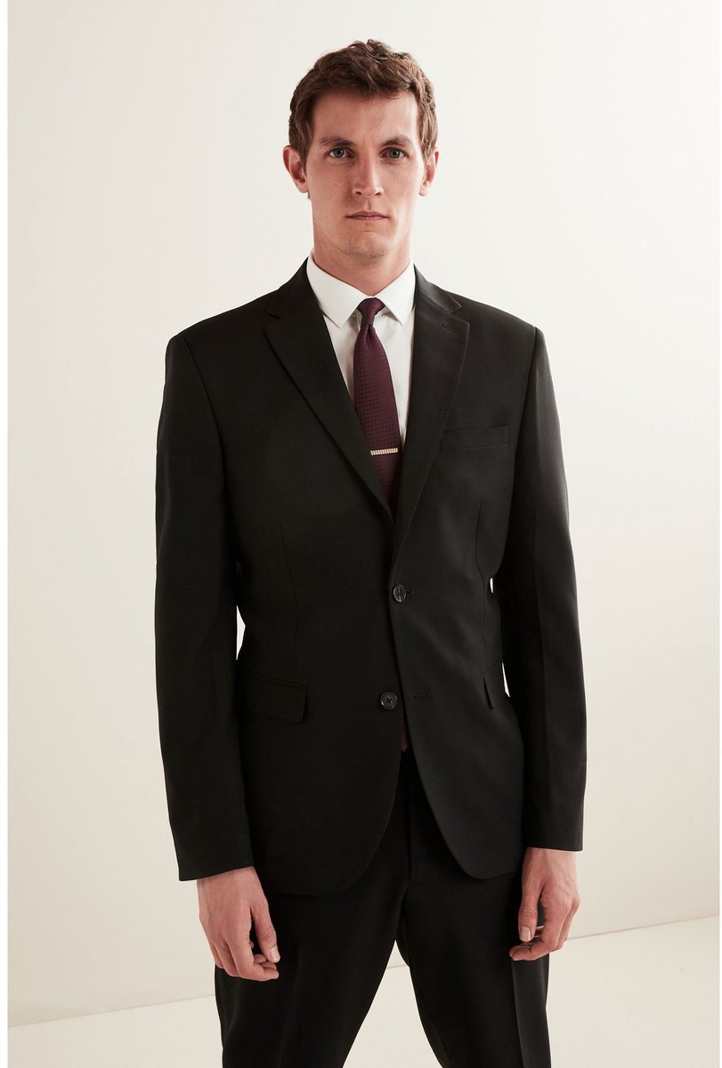 Next - Heren - Normale Pasvorm - Must-have kostuum: colbert - Short - Zwart