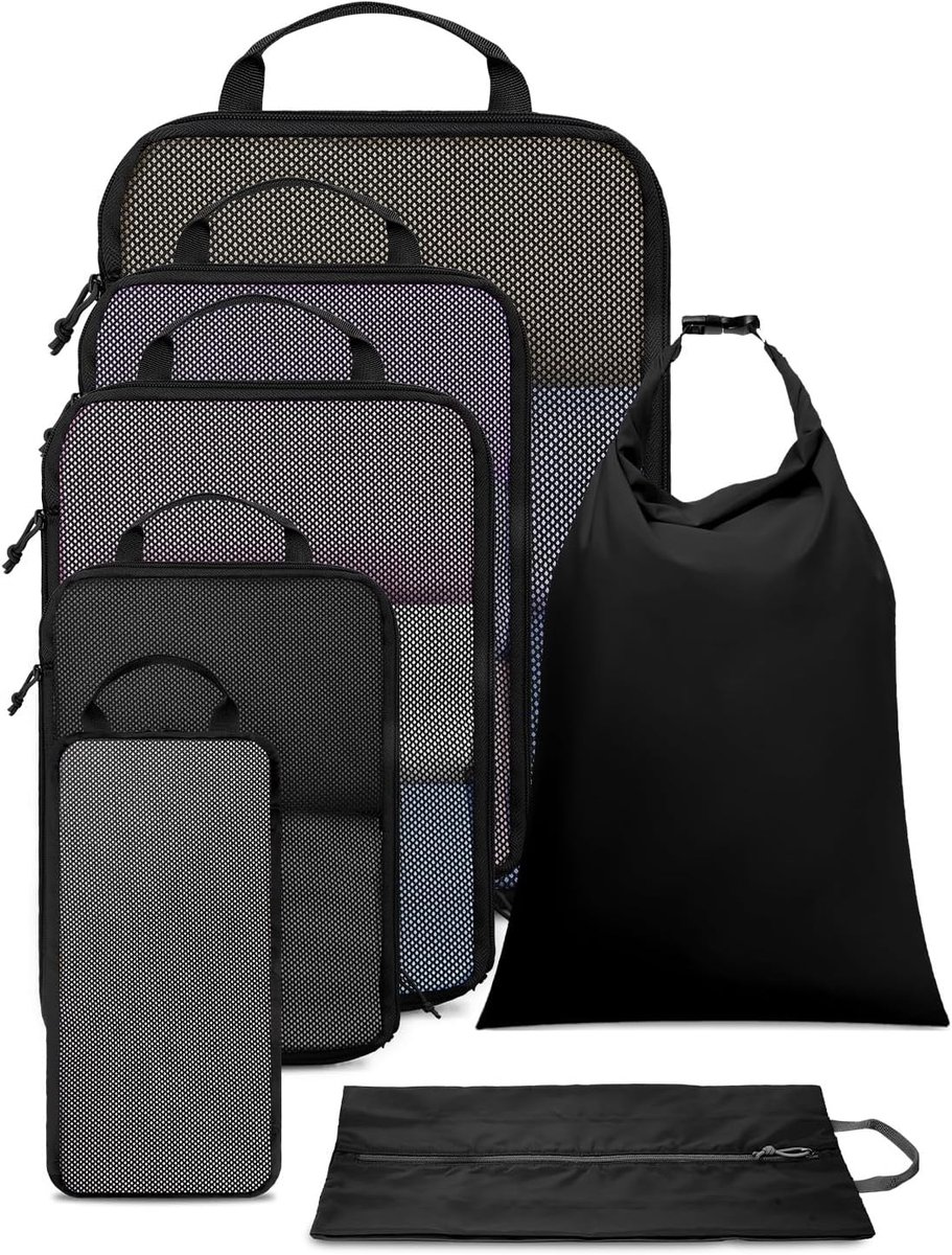 SnelShoppen - Ceneda 7-delige kofferorganizerset, compressiepakkubussen, rugzak, kofferorganizer, paktassenset, compressie voor koffer, reisbenodigdhe