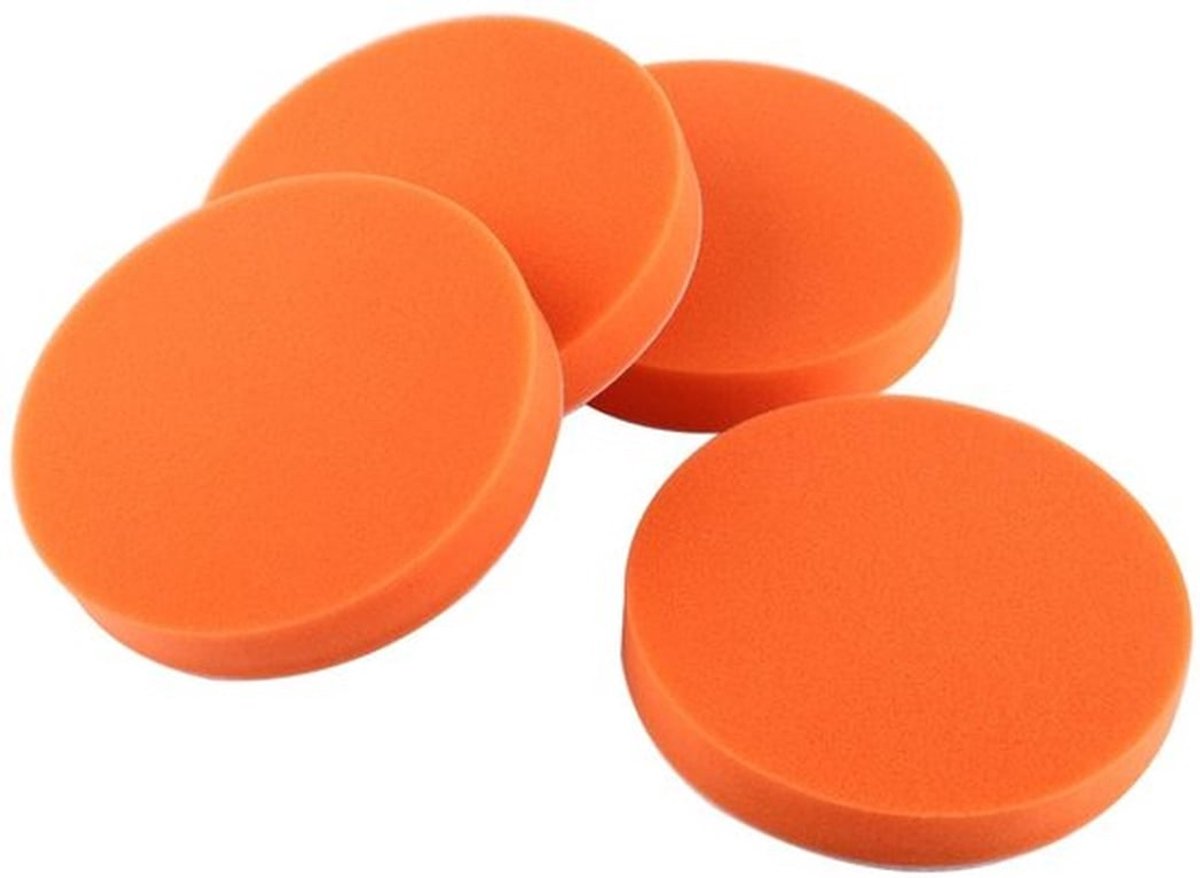 Polijstpads 3 Inch - Polijstset 12 Stuks - Voor Auto en Boot - Oranjekleurig - Polijstspons - Inclusief Handgreep - Geschikt voor Haakse...