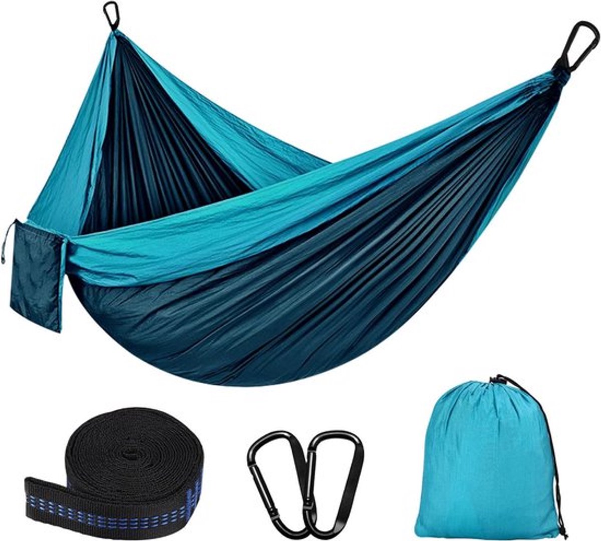 Buiten hangmat voor camping en tuin - Enkele of dubbele ultralichte draagbare hangmat - 300 x 200 cm - Draagvermogen 300 kg - Nylon parachutemateriaal - Ademend - Geschikt voor strand en reizen.
