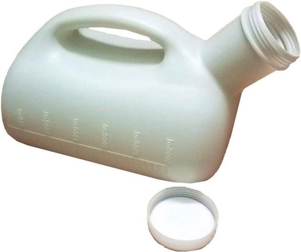 Urinefles 3000ml voor mannen met deksel voor onderweg, ziekenhuis, outdoor - wit.