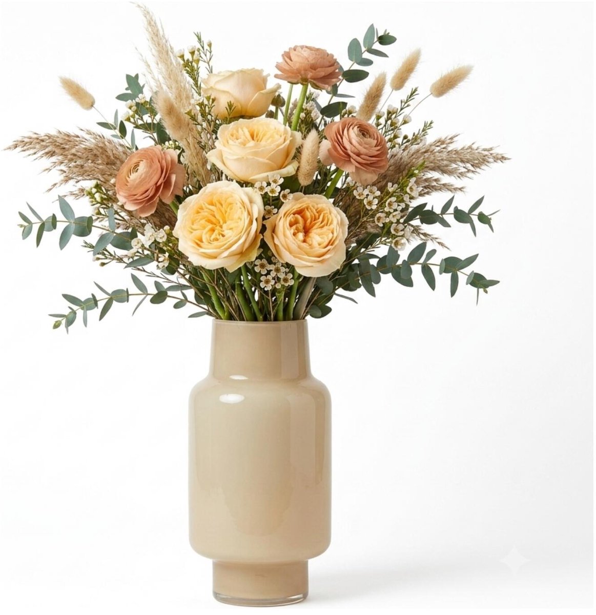 Hakbijl Glass Bloemenvaas Pien - beige - glas - D20 x H39 cm - decoratie - vazen