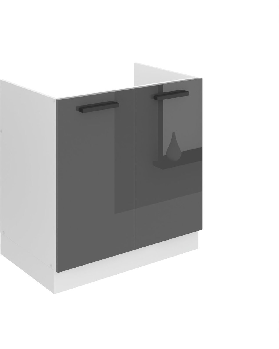 BELINI Spoelbakkast SDZ 80 cm met 2 Deuren - Zilver Hoogglans