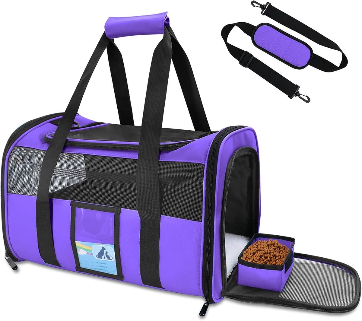 Dierenvervoerder - Reismand Kat Hond - Veilig Reizen - Ventilatie Ramen - Tot 38cm Lang - Paars