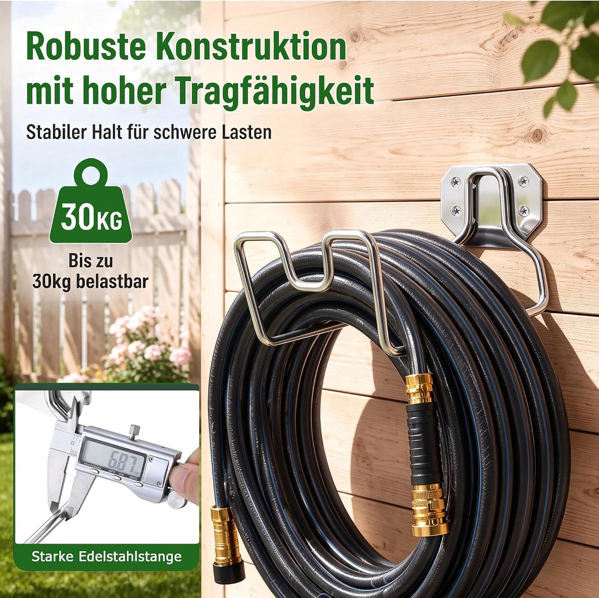 Tuinslanghouder - RVS - Wandmontage - Ruimtebesparend - ShopVlot