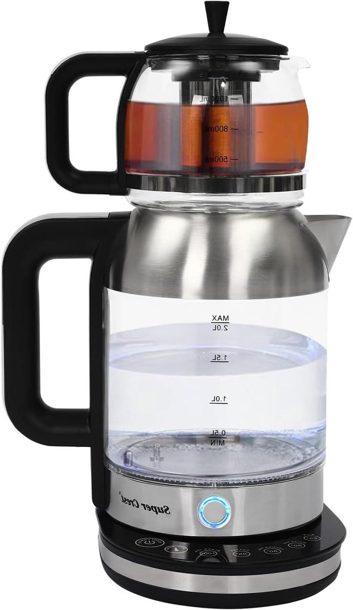 Elektrische Waterkoker - Theepot Glazen - Thee Zetten - Temperatuurregeling - 3 Liter - Transparant