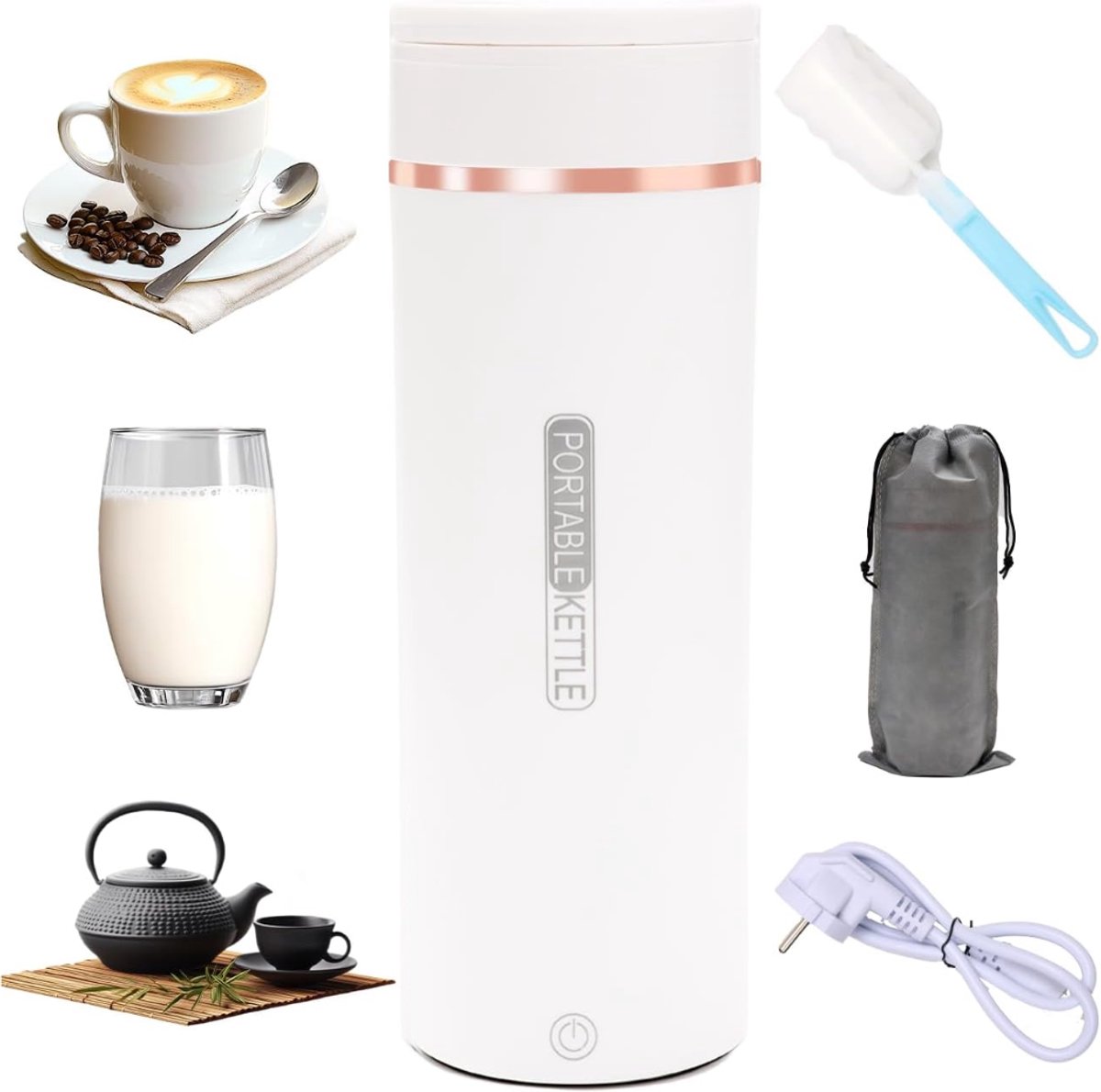 Zavio® Mini Waterkoker - Reiswaterkoker - Draagbare Waterkoker