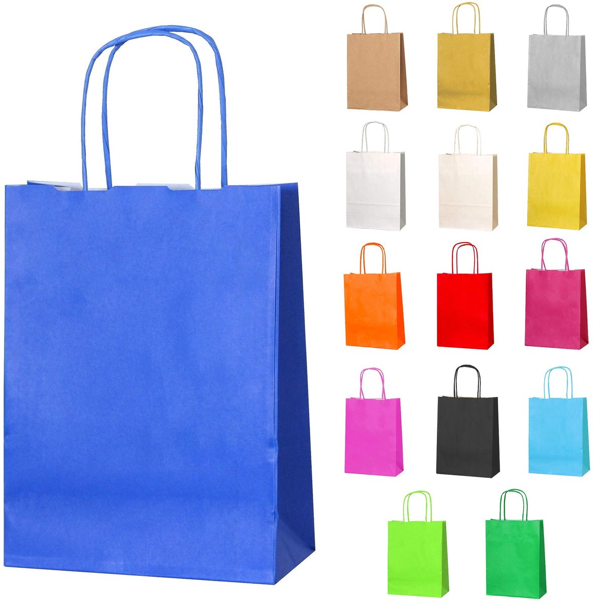 Solidchoice - Set van 25 Blauwe Papieren Party Tassen met Handvatten