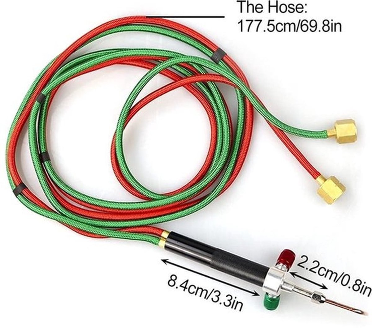 Gasbrander Mini - Zuurstoflasbrander met 5 Sproeiers - Micro Lasbrander - Laspistool - Geschikt voor Industriële Brandgassen - Afmetingen 8,4 cm koplengte