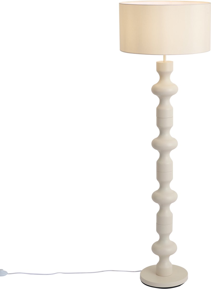 Qazqa retro vloerlamp - Captain - beige, max. 15W, geschikt voor led, 160cm, ideaal als woonkamer lamp