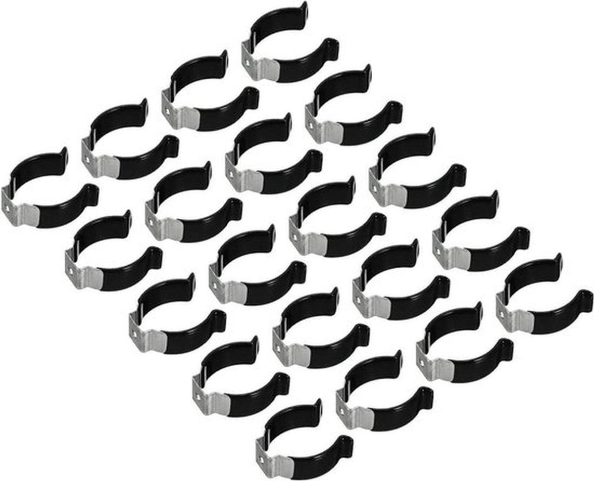 LED Gloeilamp Beugel - Montagebeugel - Roestvrij Staal - Houder Clips - Ondersteuning - Pijpklemmen - Veer Houder - Zwart - Pack van 20.