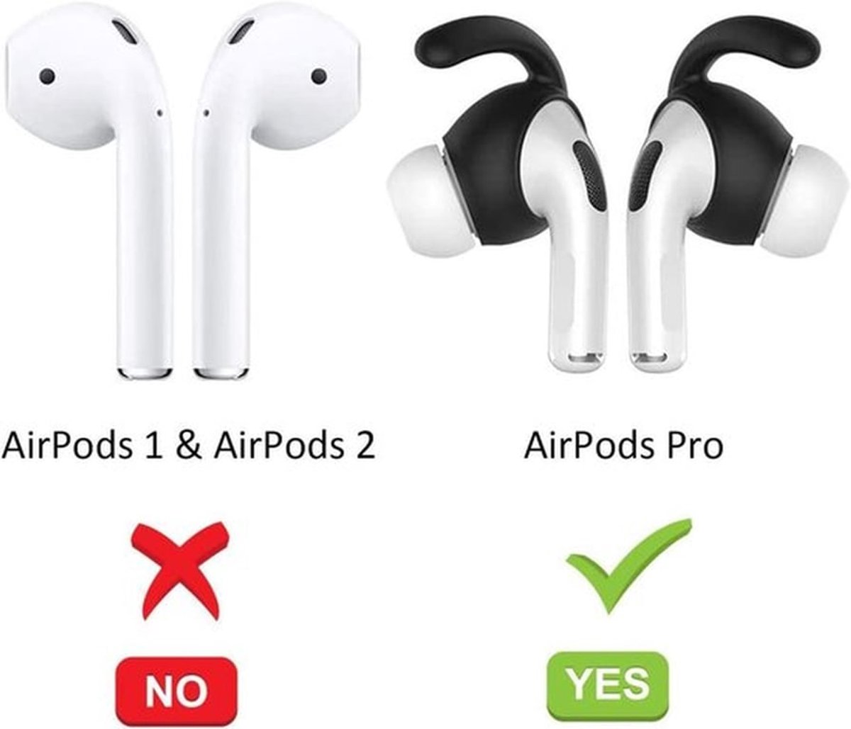 Oorhaken - Siliconen - Anti-slip - Zwart - AirPods Pro - Headset - Oorbeschermers - Compatibel - Zwart - Veilige oorhaken voor AirPods Pro 2019 hoofdtelefoon - Set van 3 oorhaakjes