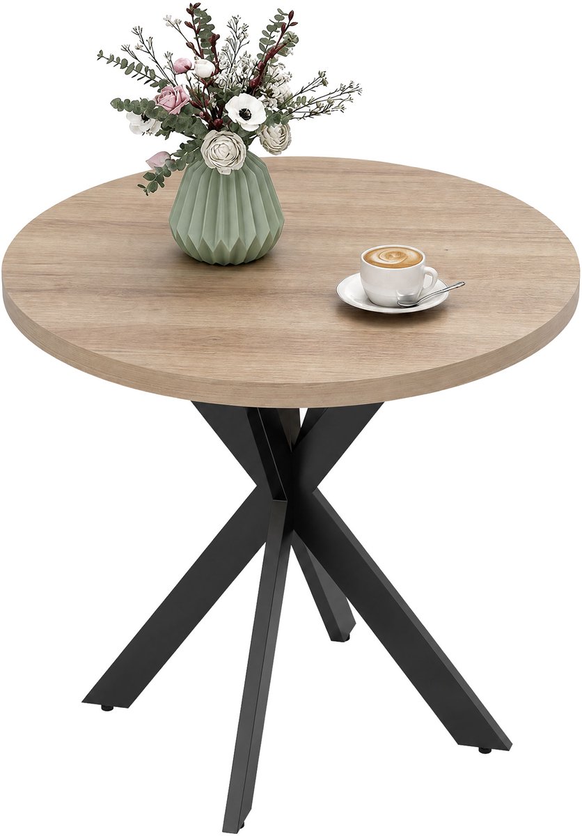HOMCOM Eettafel MDF, staal Ø75 x 75H cm Bruin
