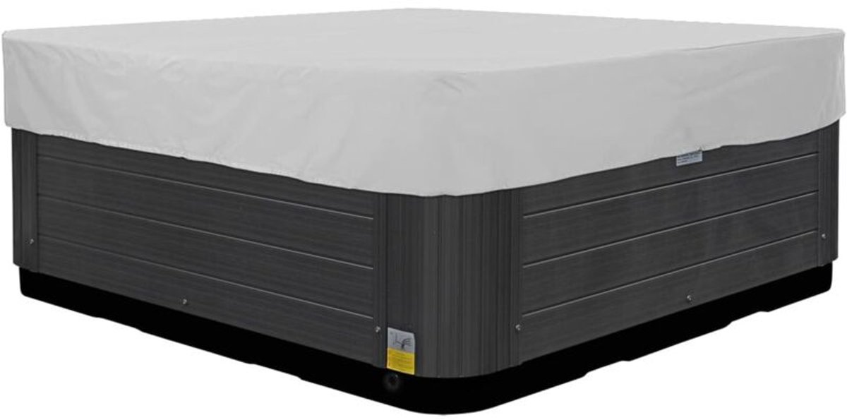 Afdekhoes geschikt voor jacuzzi, waterdichte afdekking geschikt voor spabad, afdekking geschikt voor kinderzwembad, waterdichte winterafdekking geschikt voor zwembad van Oxford-stof, (afgeschikt vooringen: 231x231x30 cm, zilver)