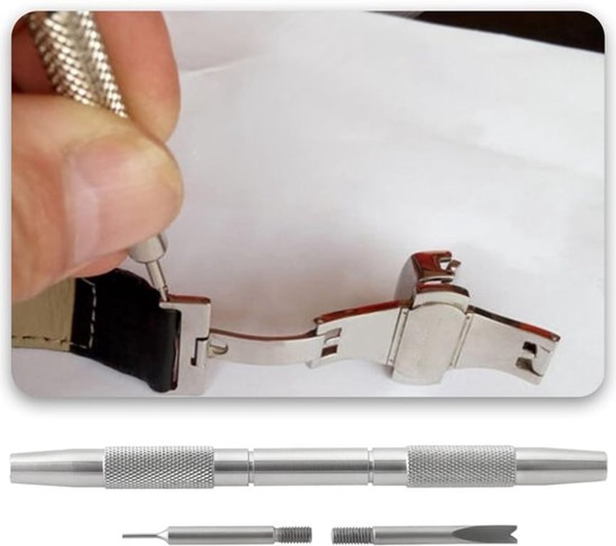 Springbar Tool Professioneel - Veerstaaf Gereedschap - Dubbel-Tip Ontwerp - Roestvrij Stalen Handgreep - Voor Horlogeband Vervanging - Voor DIY En Professioneel Gebruik - Horloge Gereedschap
