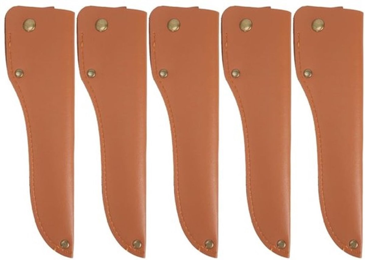 Mes Schede 20,3 cm - 5 Stuks - PU/Messenset - Riemgesp - Outdoor/Kamperen - Stevig/Retro Ontwerp - Mes Pouch