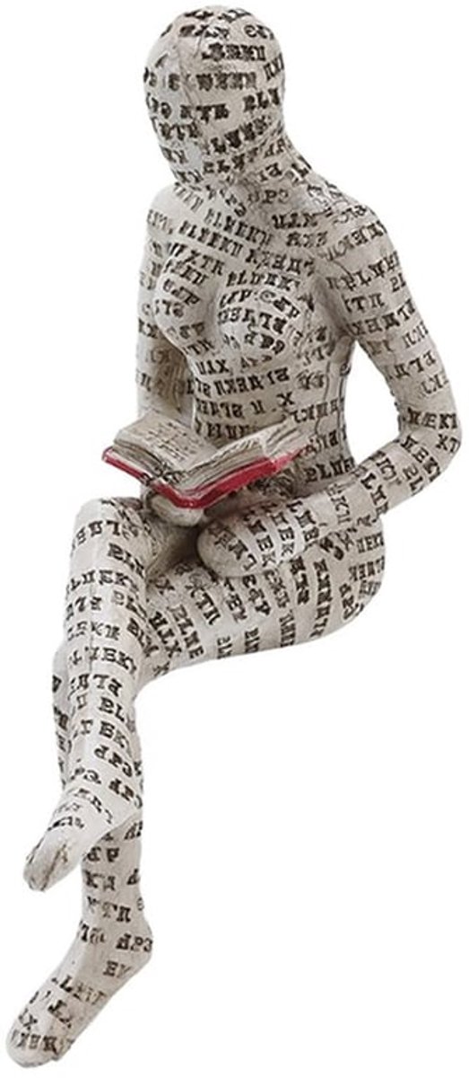 Beeldje Lezen Vrouw - Decoratie Thuiskantoor - Ornamenten Boekenplank - Hars Beeldje - Innovatieve Dame - Uniek Design