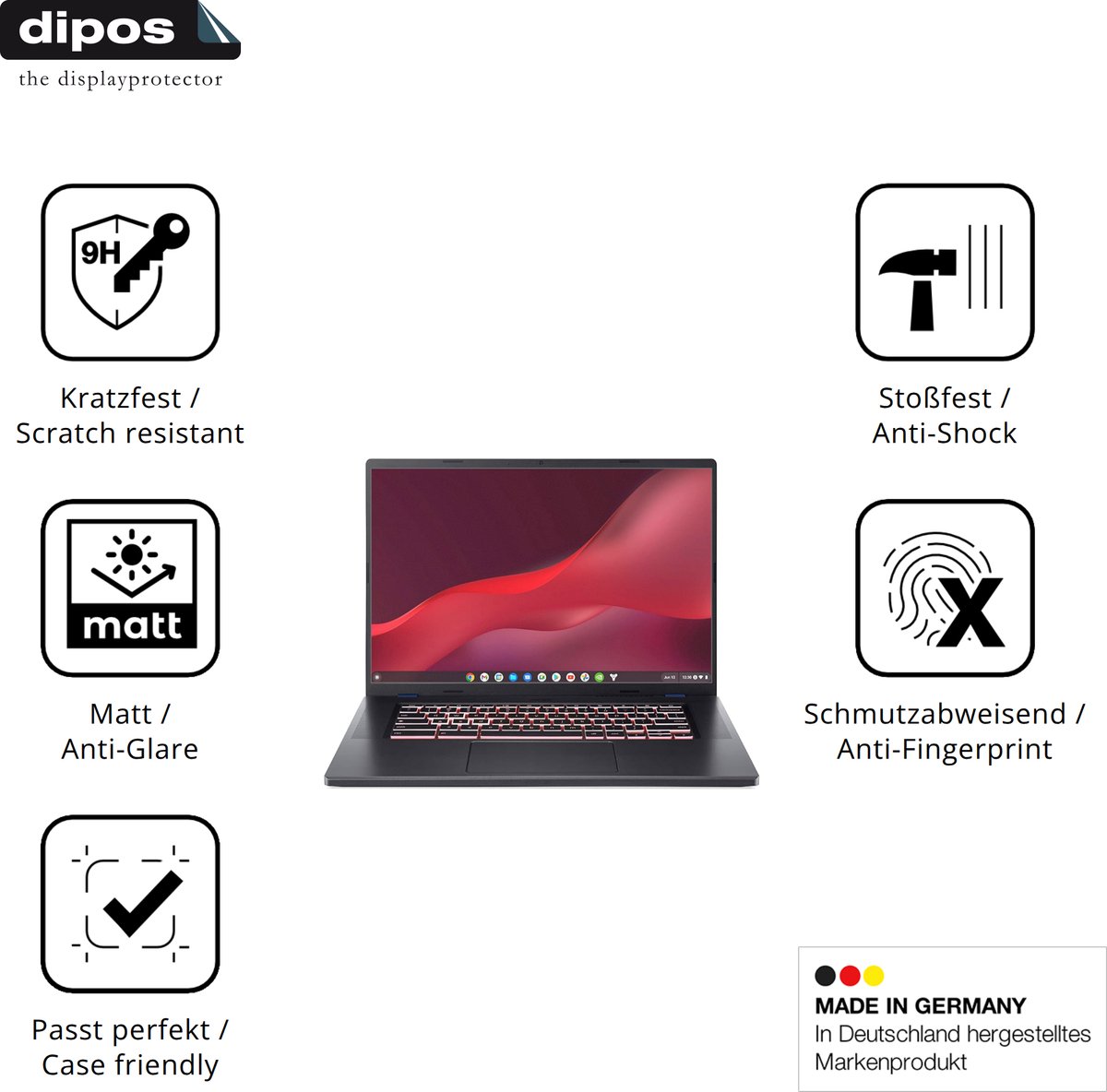 dipos – 2x Matte Pantserfolie geschikt voor acer Chromebook Plus 516 | 9H Screenprotector