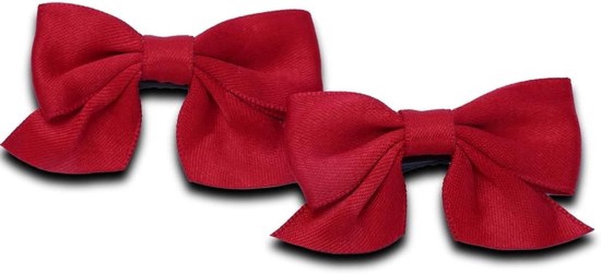 Set van 2 Antislip Strik Haarspelden voor Meisjes en Vrouwen - Hoogwaardige Haarspelden van Roestvrij Staal en Rip Band - Ideaal voor Kerst, Bruiloften en Verjaardagen - Rood