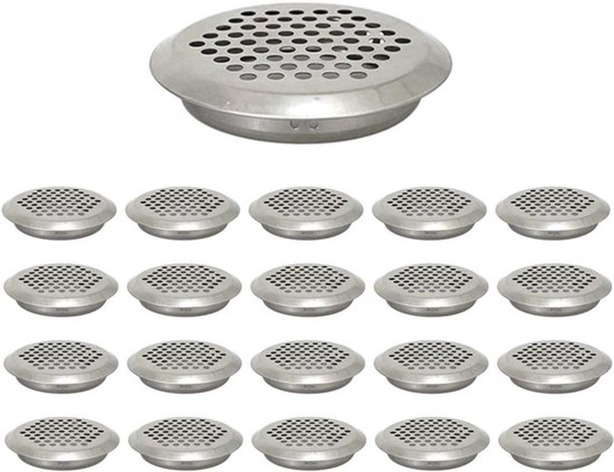 19 mm ronde luchtontluchterdeksels van roestvrij staal met gaasgat voor kast badkamer kantoor keuken ventilatie 20 stuks