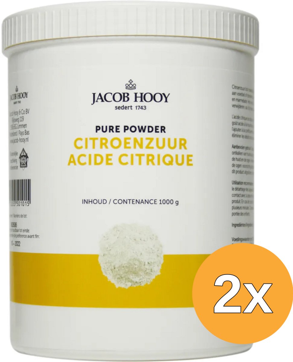 2x Jacob Hooy Citroenzuur Pot (1000 gr)